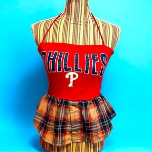 Unique handmade phillies peplum halter. Best fits s or xs.